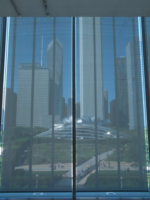 P8228794.jpg - View of Millenium Park through a shaded window